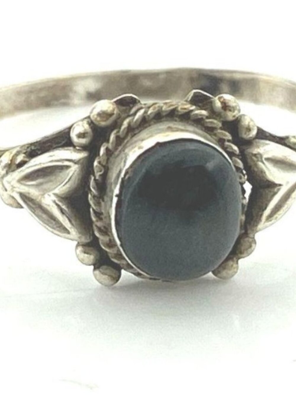 925 Silver Onyx Solitaire Ring Sz 5.75